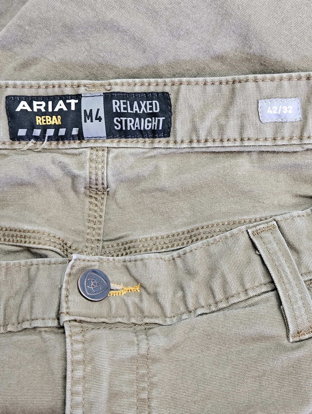 Ariat Rebar Relaxed Fit Straight  Work Pants Men’s 42x32 Khaki Tan - Picture 8 of 10